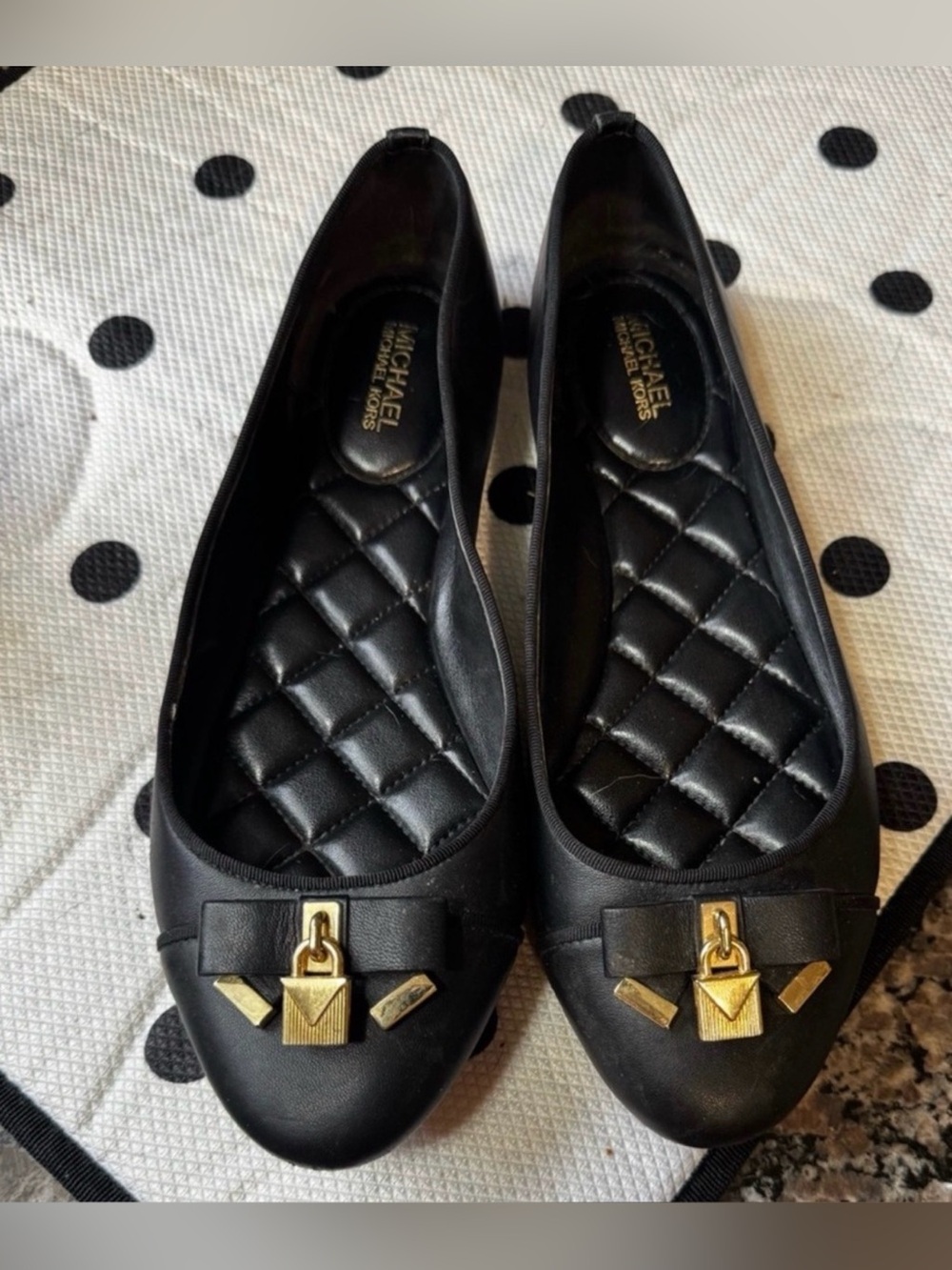 Michael Kors Black Alice Ballet Flats Size 8